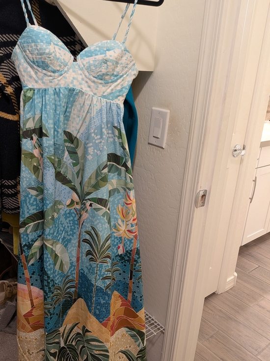 FARM Rio Dresses & Skirts - FARM Rio Blue Tropical Maxi Dress with Green and Yellow Botanical Print